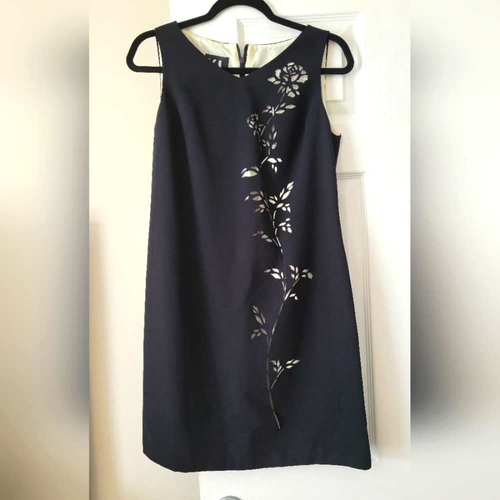 Black Sheath Dress Sleeveless with Cut out Floral Design YL by Yair 10 P